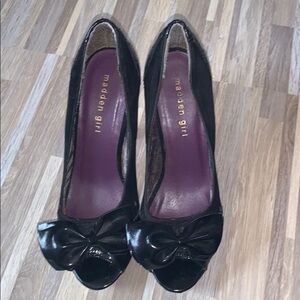 Madden girl black bow detail 4” open-toe heels